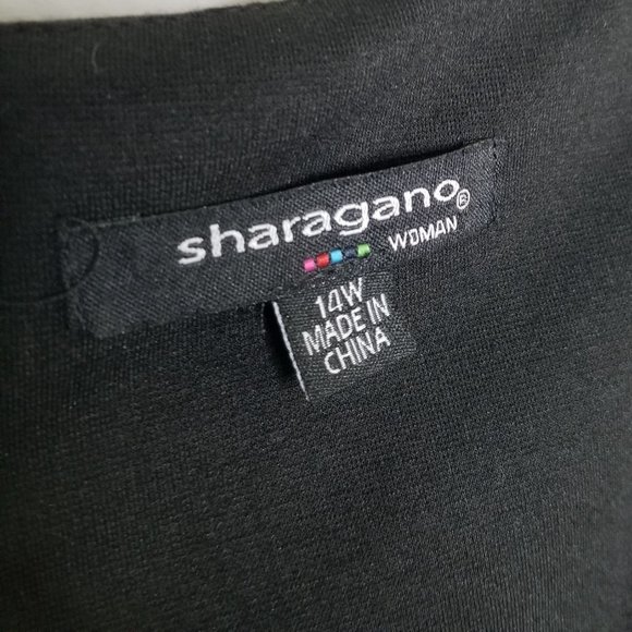 Sharagano Size 14W Dress Sleeveless Contrast Illusion Panels Stretch Knit Knee - Picture 6 of 6